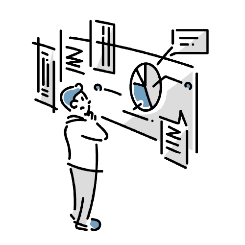 チャートを見るビジネスマンイラスト