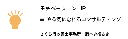 モチベーションUPやる気になれるコンサルティングさくら行政書士事務所藤本忠相様